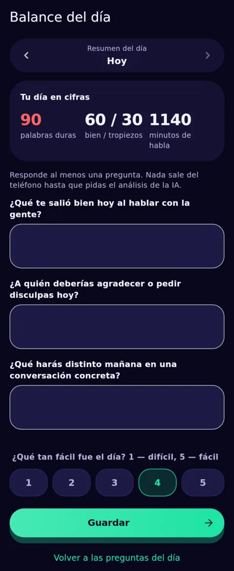 El final del día, con tus palabras