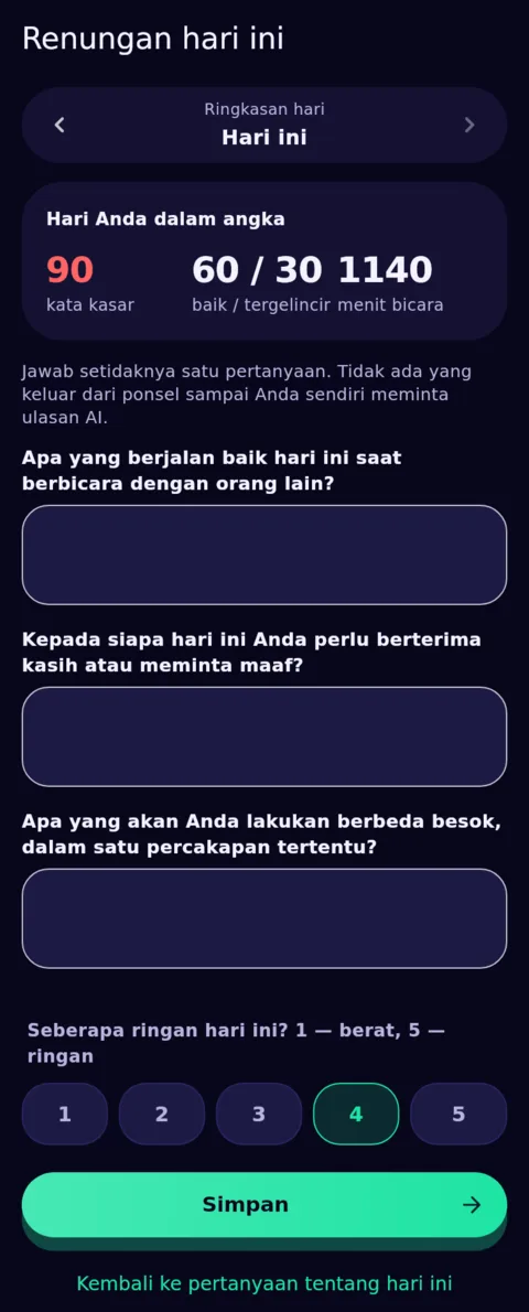 Akhir hari, dengan kata-kata Anda sendiri