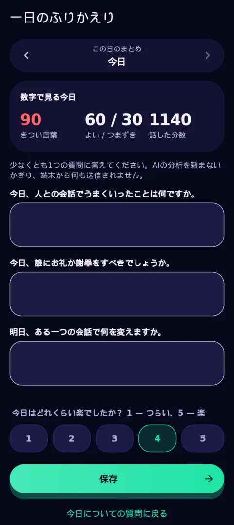 一日の終わりを、自分の言葉で