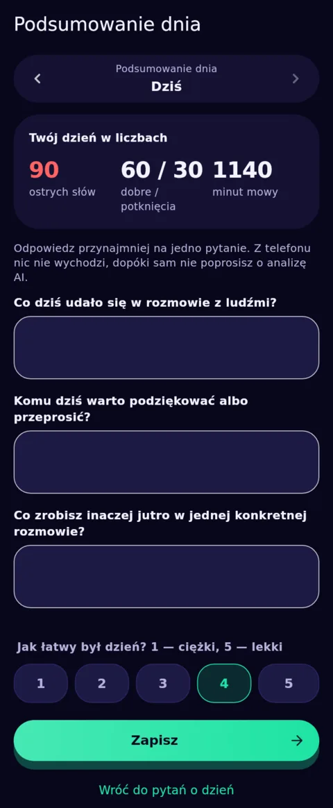 Koniec dnia — twoimi słowami