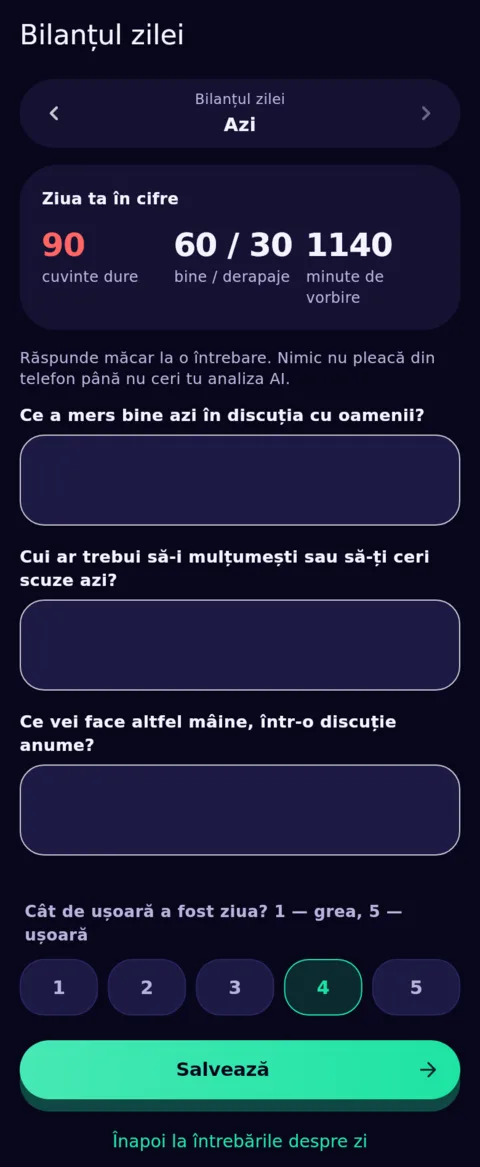 Sfârșitul zilei, cu cuvintele tale