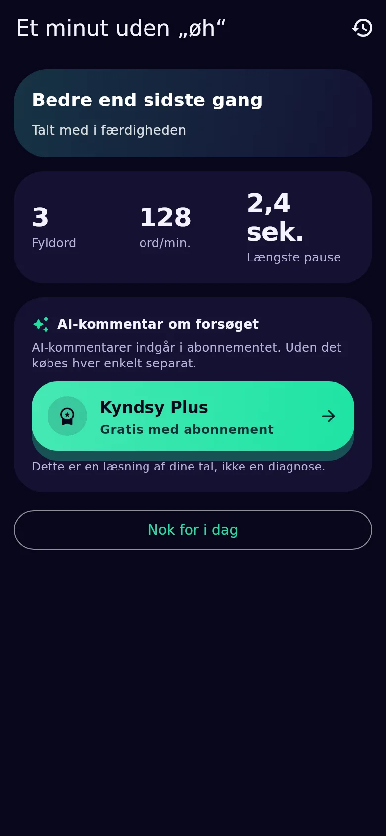 Gennemgang af et stemmeforsøg: klangens længde og dens jævnhed