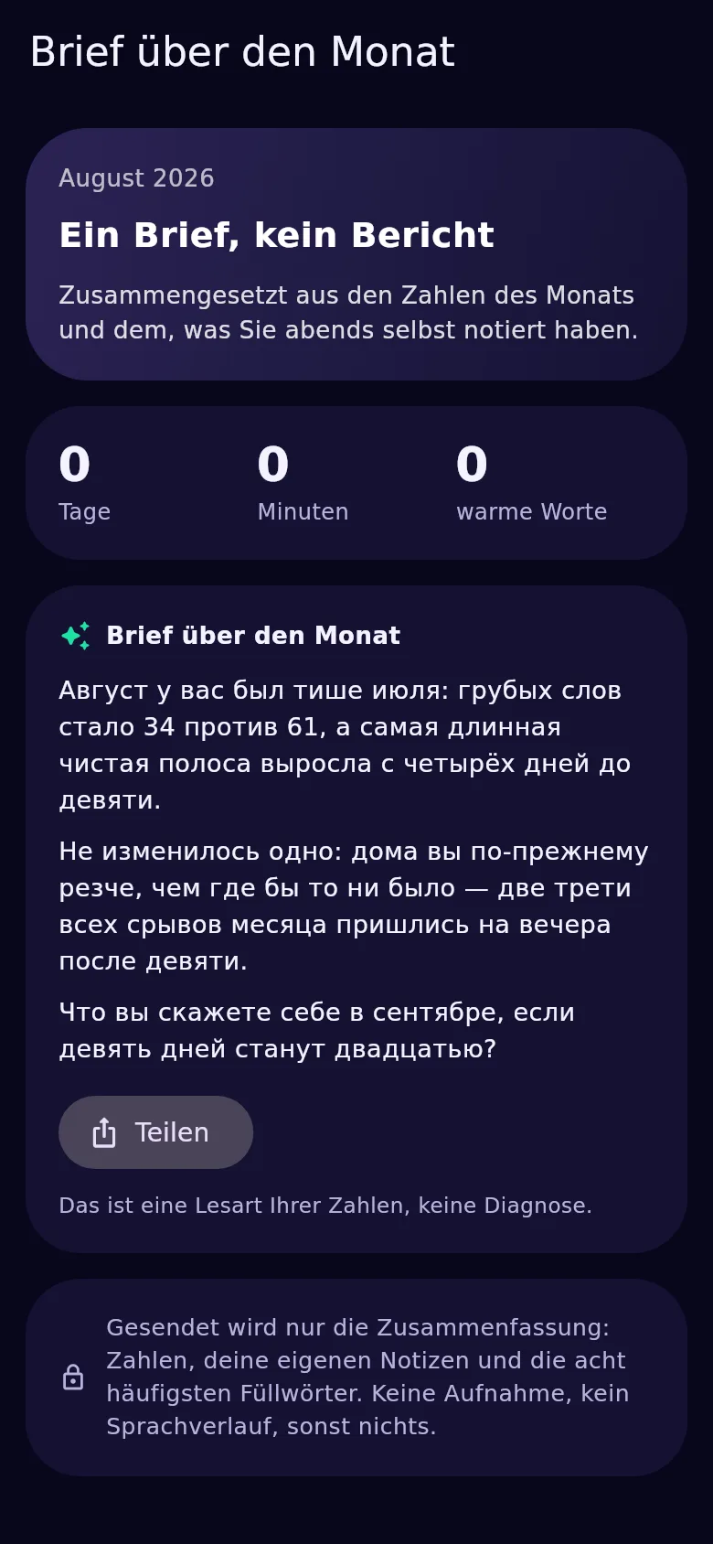 Der Brief über den Monat in Kyndsy: eine lange Auswertung des gelebten Monats