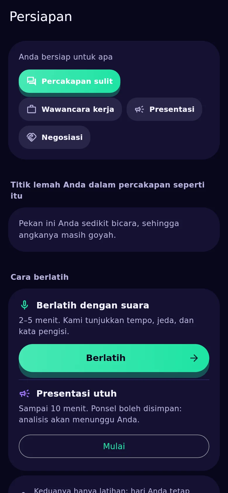 Layar persiapan di Kyndsy: Anda bersiap untuk apa, titik lemah Anda, dan tombol gladi