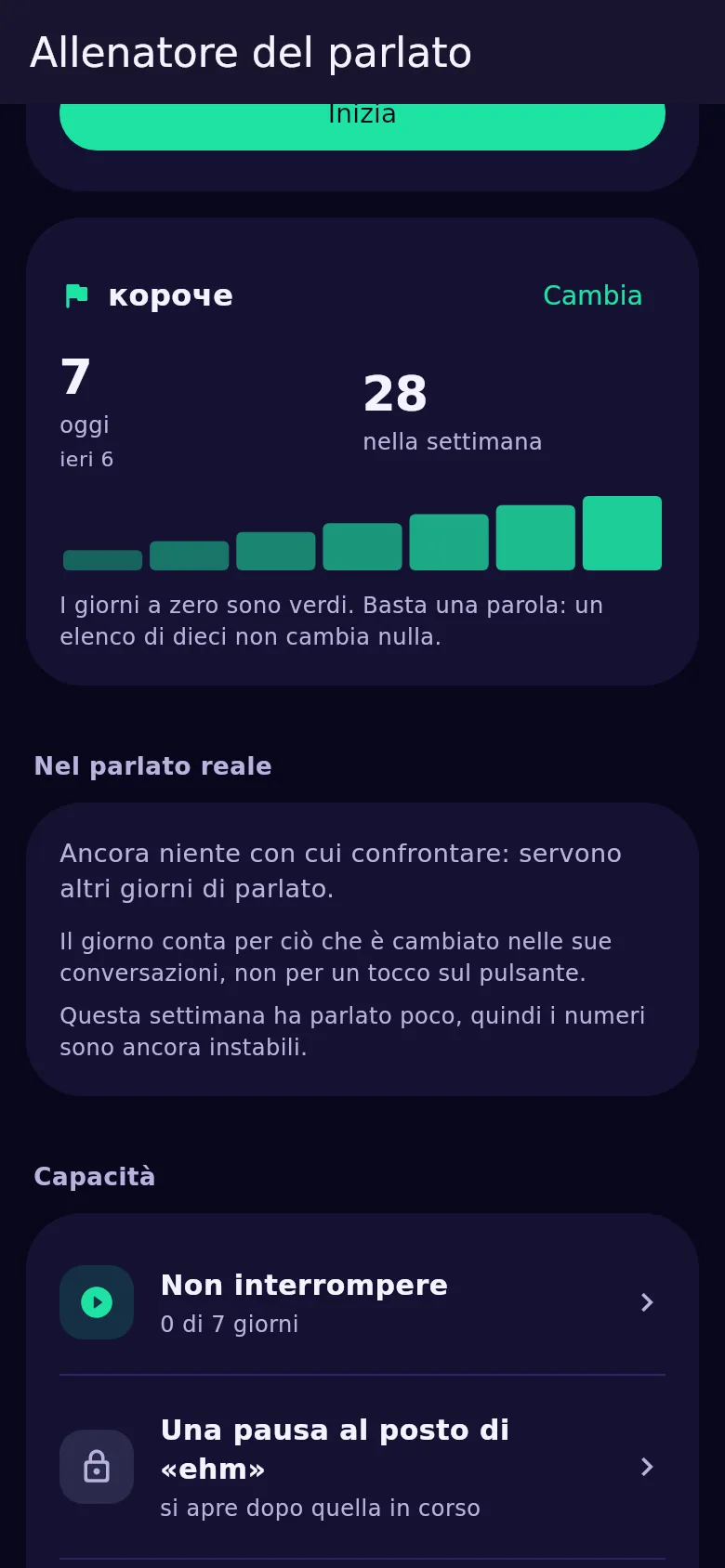 La scheda della parola della settimana in Kyndsy: la parola e i conteggi di oggi, ieri e della settimana