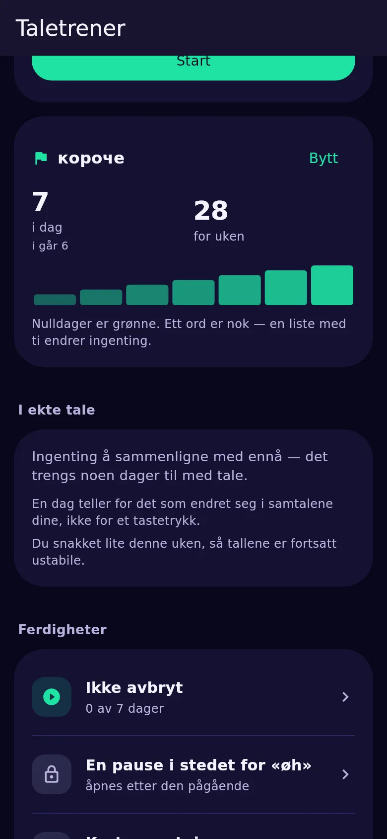 Kortet ukens ord i Kyndsy: ordet og tallene for i dag, i går og uka