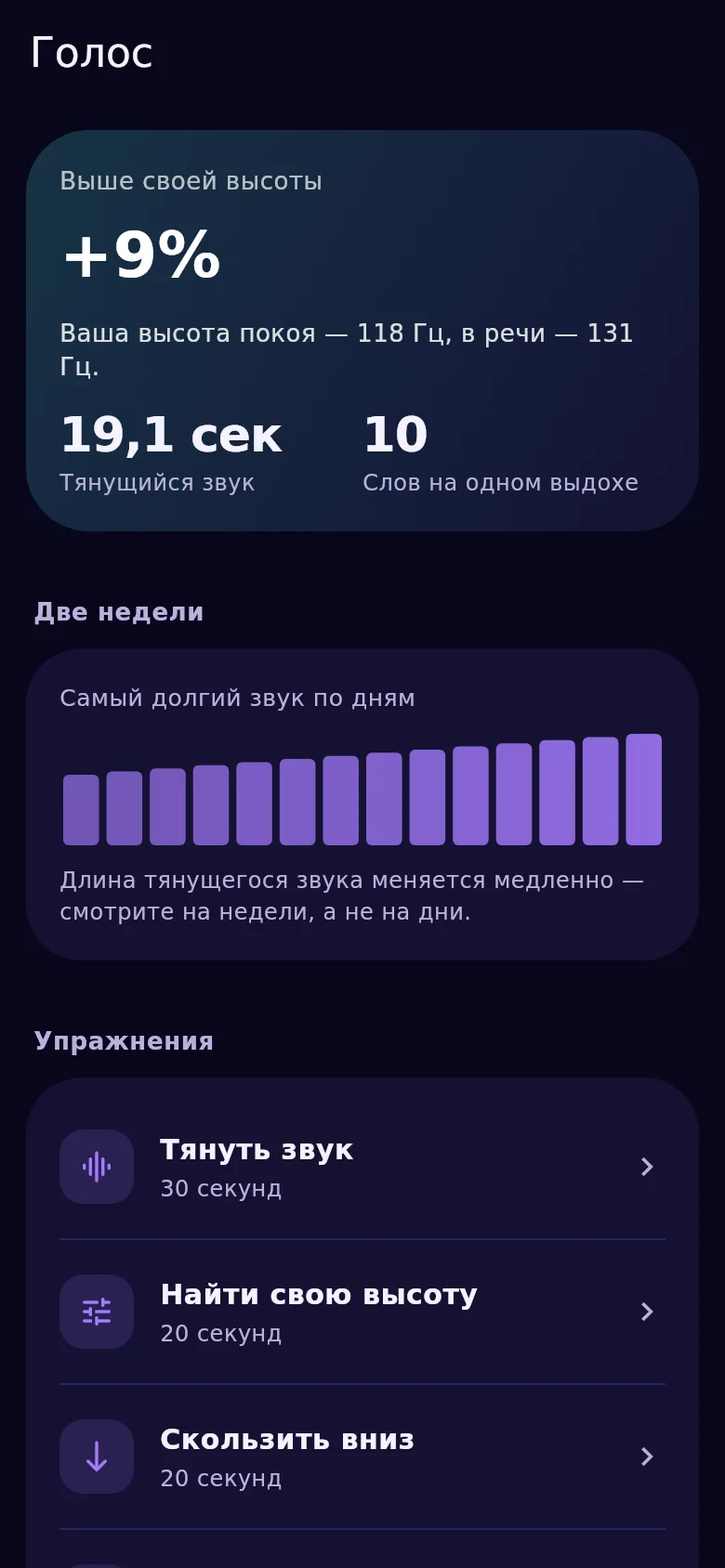 Экран голоса в Kyndsy: свободная высота, опора и ровность за 14 дней